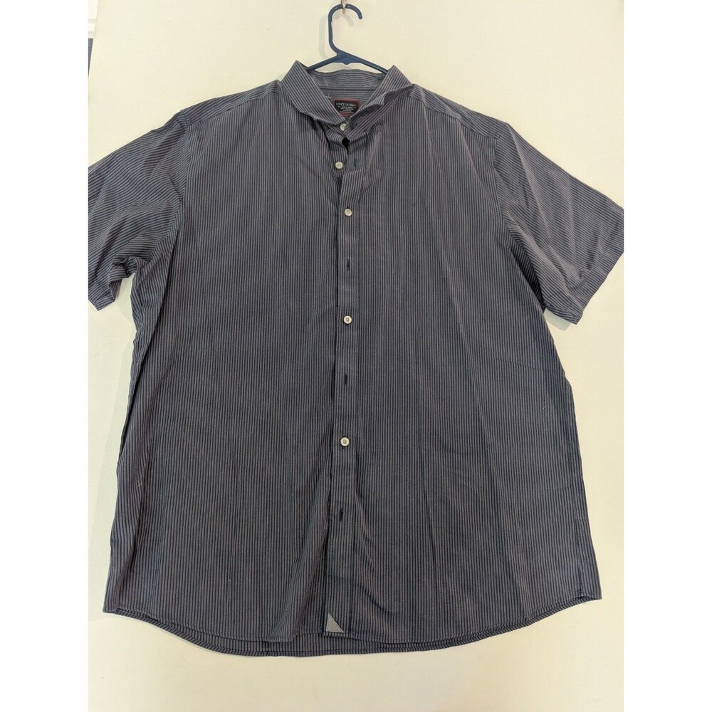 Untuckit Shirt Mens 2XL Blue Striped Linen Canon Short Sleeve Breathable